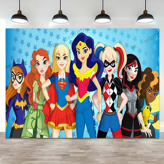 DC Superhero Girls Backdrop – Wonder Woman & Harley Quinn Party Banner
