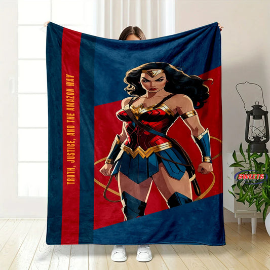 New Arrival! Classic Wonder Woman Flannel Quilt Blanket β Soft & Fluffy for All Seasons
