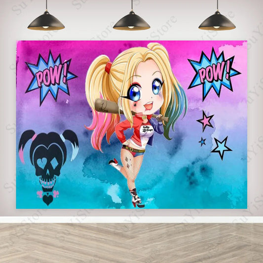 Harley Quinn Photography Backdrop – DC Comics Party Banner