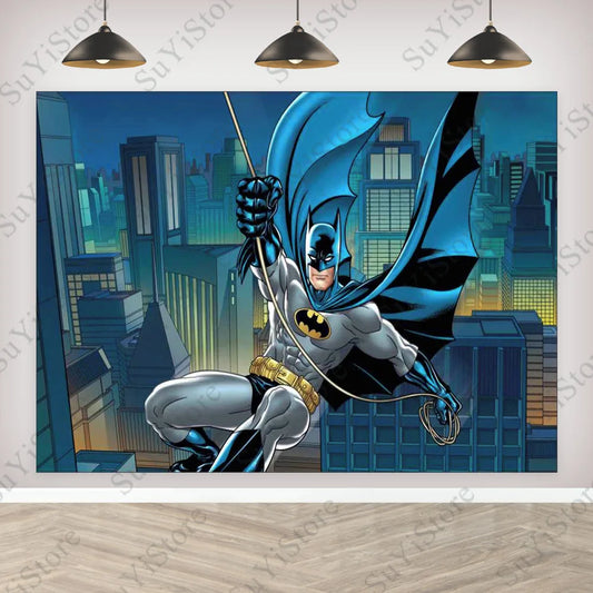 Batman Photography Backdrop – Dark Knight Birthday Banner & Photo Booth Prop