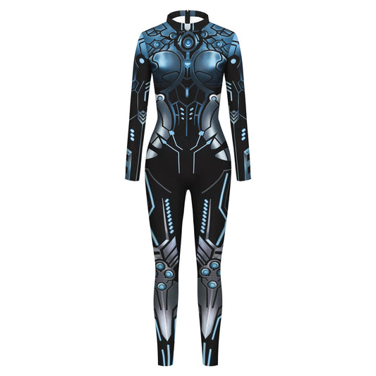 Mechanical Armor Cosplay Bodysuit – Women's Long Sleeve Zentai Suit