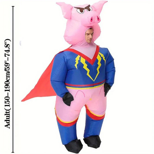 Adult Inflatable Superman Pig Costume – Fun Mascot Suit for Parties & Holidays