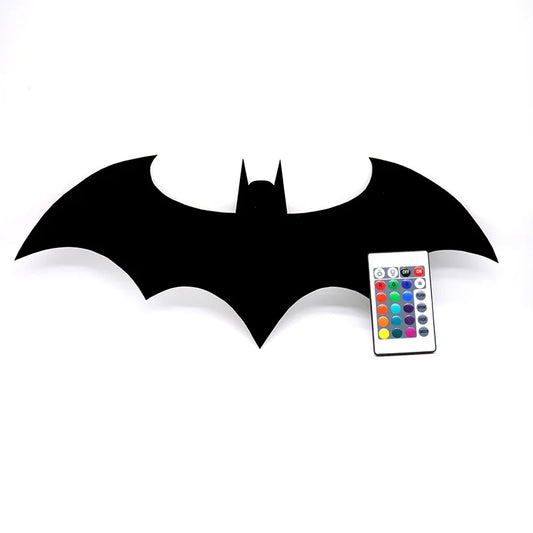 Wooden Bat LED Wall Lamp – Remote-Control Decorative Night Light