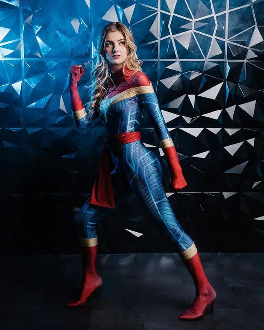 Captain Marvel Cosplay Costume – Carol Danvers Bodysuit for Women & Girls
