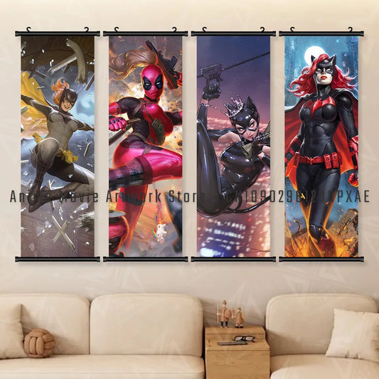 Harley Quinn & Justice League Canvas – Wall Art Scroll Poster