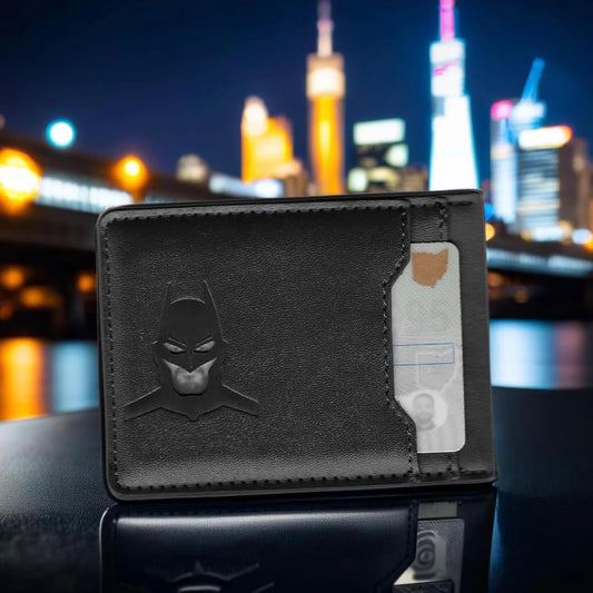 Bat ID Wallet – Slim Leather Card Holder with Superhero Mask Design