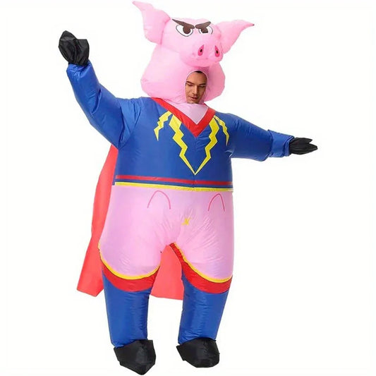 Adult Inflatable Superman Pig Costume – Fun Mascot Suit for Parties & Holidays