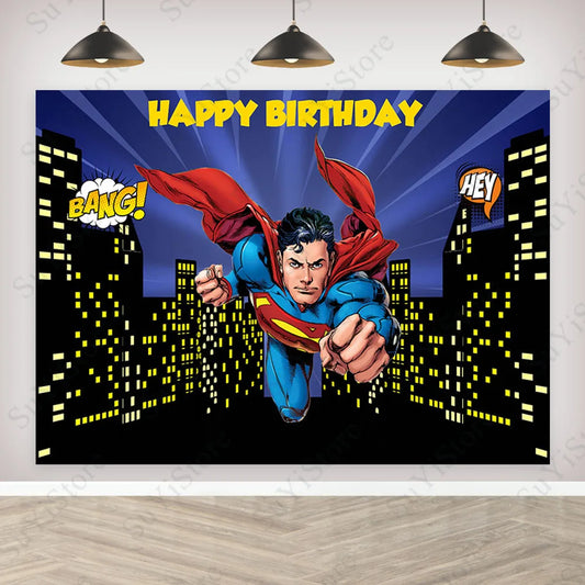 Superman Photography Backdrop – DC Comics Birthday Party Banner
