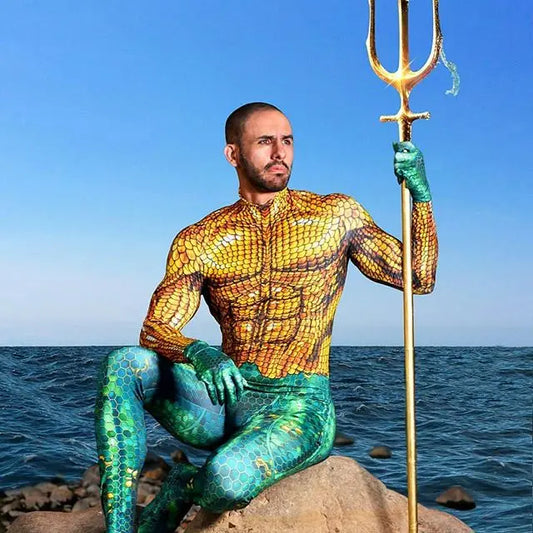 Aquaman & Mera Cosplay Costume – Arthur Curry Zentai Jumpsuit for Adults