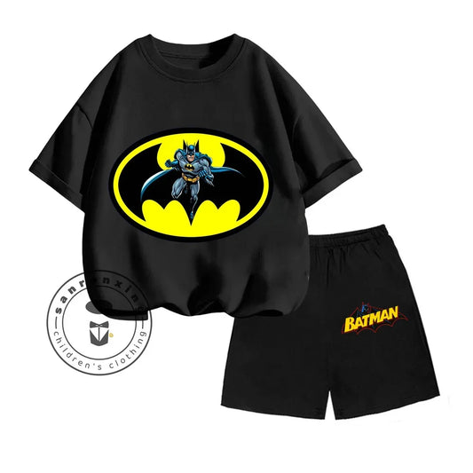 Kids’ Batman Cartoon Summer Set – Vintage T-Shirt & Shorts Two-Piece Outfit