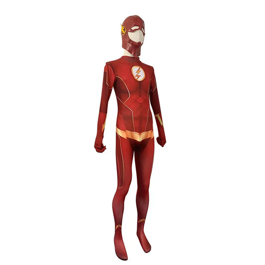 Flash Cosplay Costume – Red Jumpsuit with Headgear for Adults