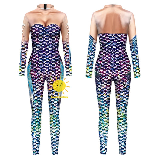 BEAST KINGDOM Queen Mera Cosplay Jumpsuit – Tight-Fitting Adult Costume