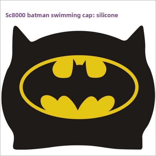 DC Batman Cartoon Swimming Cap – Children’s Elastic Silicone Waterproof Swim Hat