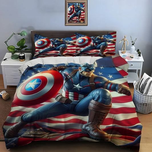Captain America Bedding Set – Soft Quilt Cover & Pillowcase Set