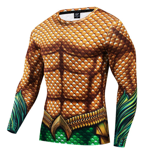 Aquaman Arthur Curry Cosplay Tights – Quick-Drying Fitness Top for Men