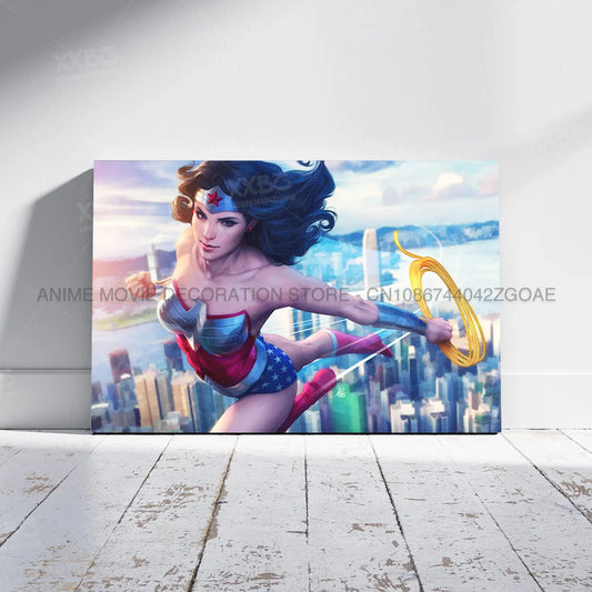 Wonder Woman Canvas Painting – Diana Prince Justice League Wall Art