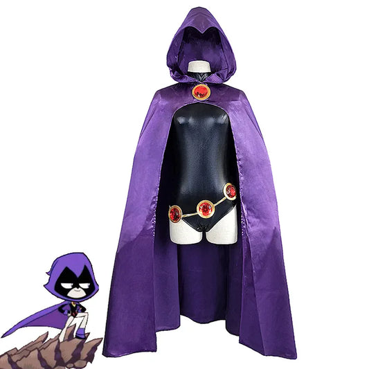 Raven Cosplay Costume – Teen Titans Cloak & Jumpsuit for Adults & Kids