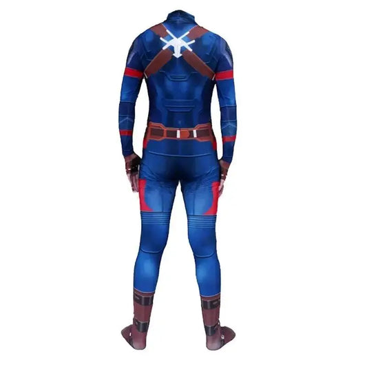 Captain America Cosplay Costume – Jumpsuit Bodysuit for Adults & Teens (Asian Size)