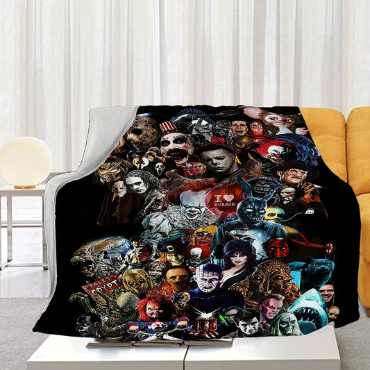 Halloween Horror Movie Characters Blanket – Cozy Cover for Any Setting