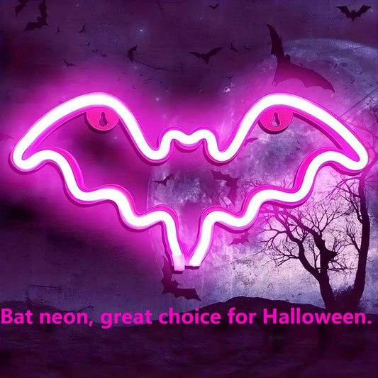 LED Bat Neon Light – Halloween Wall Decoration