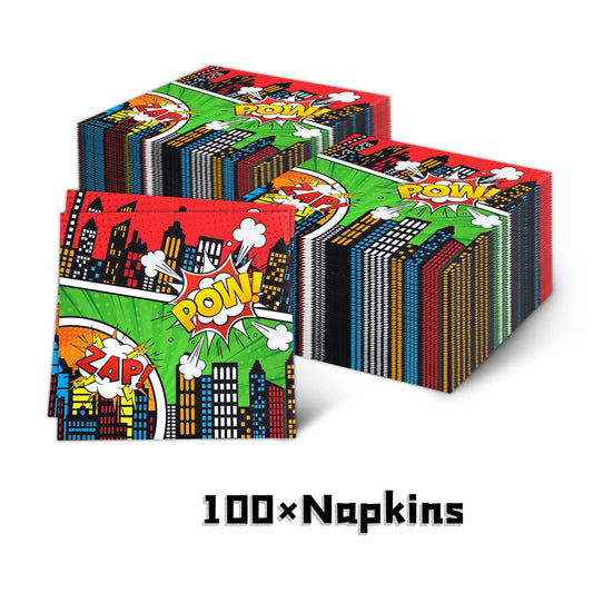 Superhero City Building Theme Party Supplies – Disposable Tableware Set