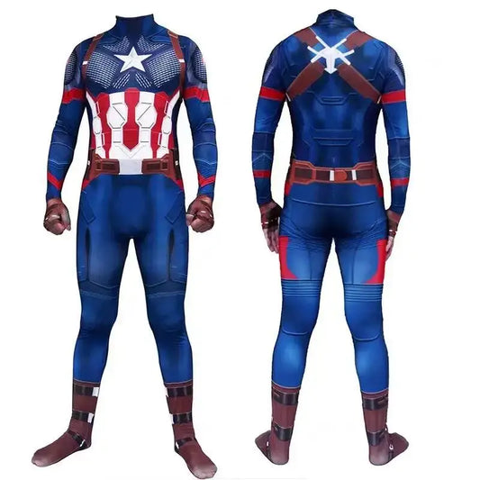 Captain America Cosplay Costume – Jumpsuit Bodysuit for Adults & Teens (Asian Size)
