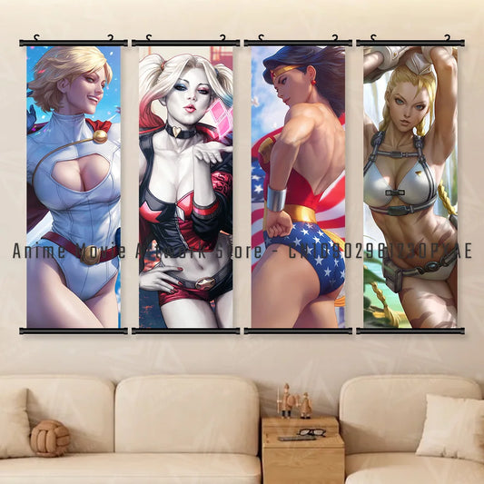 Justice League Female Heroes Canvas – Wall Art Scroll Poster