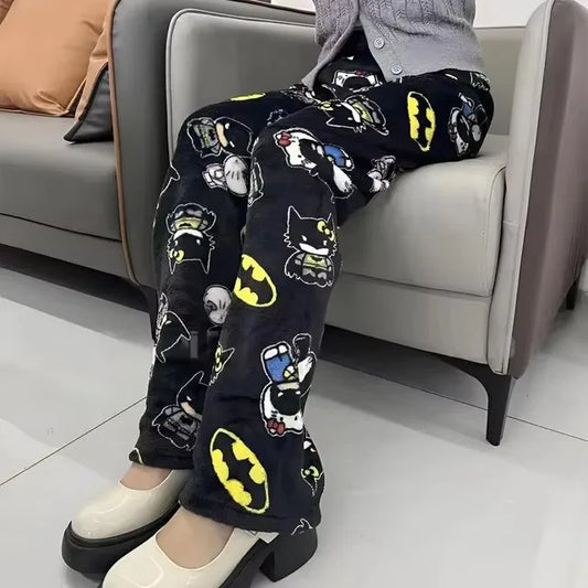 Hello Kitty x Batman Pajama Pants – Y2K Flannel Lounge Wear for Women