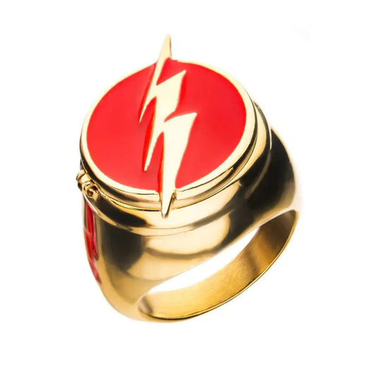 Flash Flip-Open Ring – Classic Barry Allen Lightning Ring for Men