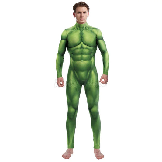Hulk Cosplay Costume – Bruce Banner Muscle Jumpsuit for Adults