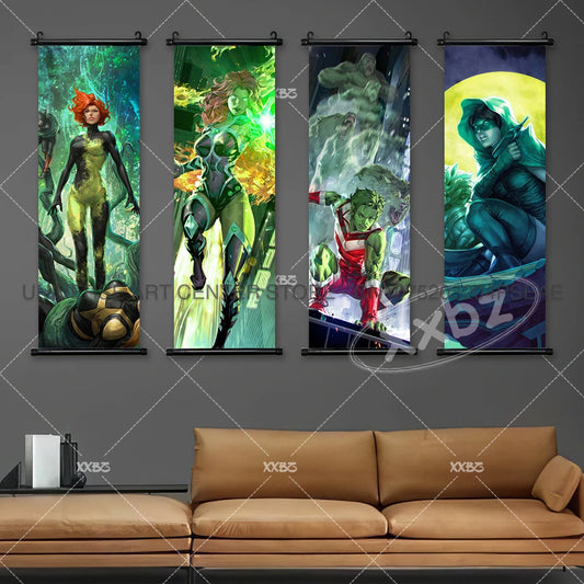 DC Comics Hanging Canvas Poster – Wonder Woman, Harley Quinn, Batman & Superman