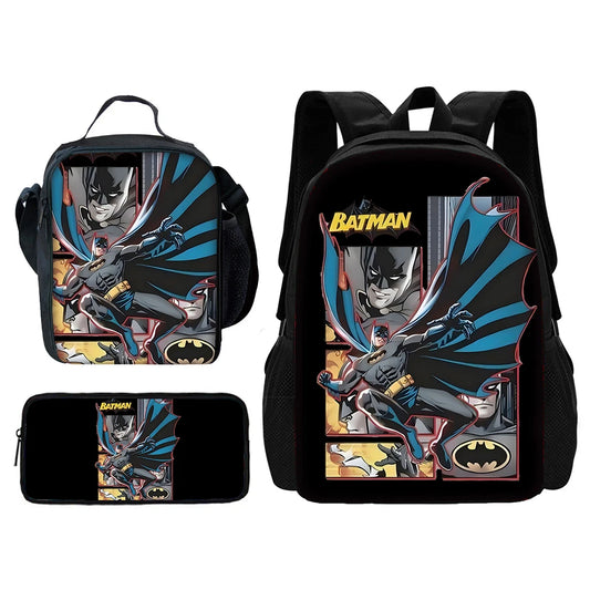 Batman Logo School Backpack Set – Kids Backpack with Lunch & Pencil Bag
