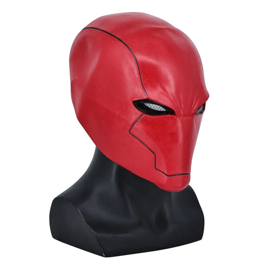 Red Hood Latex Helmet Mask – Superhero Cosplay Prop for Adults