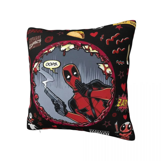 MINISO Deadpool Graphic Pillow Cover – Funny Decorative Cushion Case