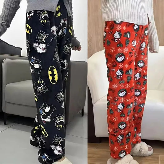 Hello Kitty x Batman Pajama Pants – Y2K Flannel Lounge Wear for Women