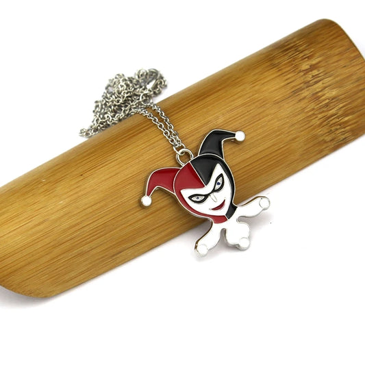 Suicide Squad Harley Quinn & Joker Charm Necklace – Enamel Pendant for Fans