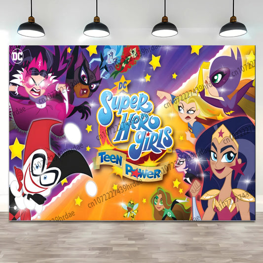 DC Superhero Girls Backdrop – Wonder Woman & Harley Quinn Party Banner