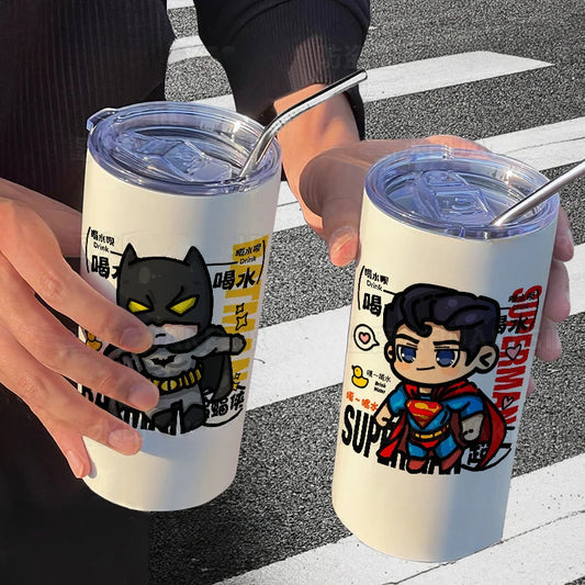Justice League Q Edition Thermos – Batman & Superman Stainless Steel Mug