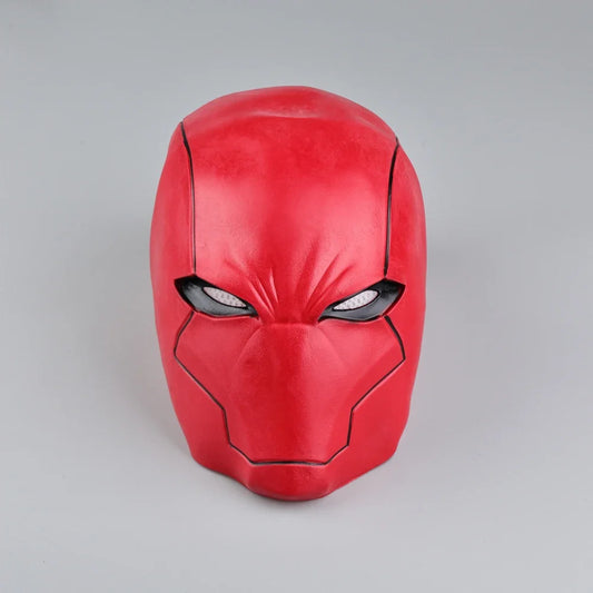 Red Hood Latex Helmet Mask – Superhero Cosplay Prop for Adults