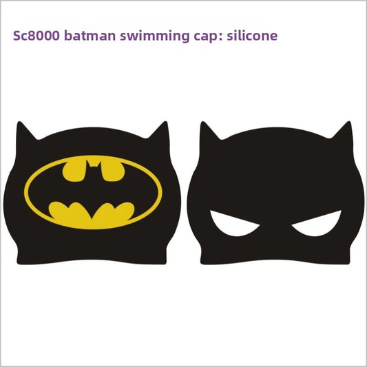 DC Batman Cartoon Swimming Cap – Children’s Elastic Silicone Waterproof Swim Hat